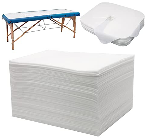 xiaozhifu Einweg Bettlaken, 100 Stück Einweg Massagetisch Bettlaken | 50 Stück Vliesstoff Einweg Massageliegen Auflage, 50 Stück einweg Nasenschlitztücher für Massage, Spa, 80x180 cm