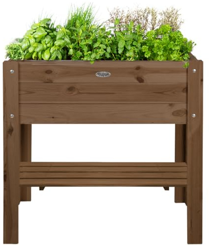 idooka Rectangular Wooden Outdoor Plant Box Stand - Vegetables, Fruit, Flowers, Plants & Herb Planter w/Garden Storage Shelf - Raised Beds for Garden, Greenhouse, Balcony, Indoors - Strawberry Planter