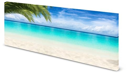 Magnettafel Pinnwand Bild Palmen Karibik Strand Meer gekantet Farbe schwarz weiß, Größe 120 x 60 cm