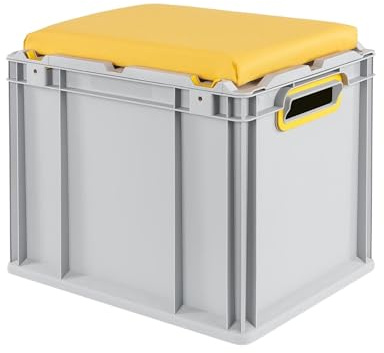 PROREGAL Eurobox NextGen Seat Box Gelb | HxBxT 36,5x30x40cm | 30 Liter | Griffe offen | Eurobehälter, Sitzbox, Transportbox, Transportbehälter, Stapelbehälter