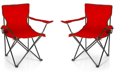 BigDean 2X Faltstuhl Campingstuhl Anglerstuhl mit Getränkehalter & Tragetasche - Anglersessel klappbar - Klappstuhl Gartenstuhl Faltstuhl Relaxsessel Angelsessel faltbar