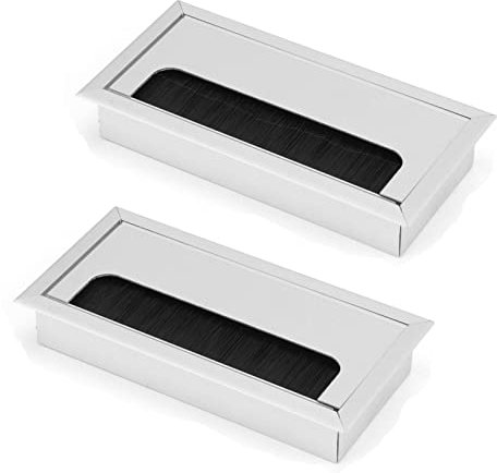 Arandelas De Escritorio Rectangulares, 2 Piezas Orificio De Alambre De Escritorio Cubiertas De Orificios De Inserción Cordón De Escritorio Rectangular Cubierta De Orificio De Cable Arandela Con Cepill