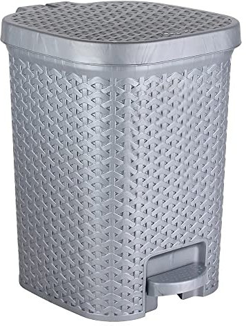 Strong Creative Plastic Pedal Bin/ Paper Bin Waste Bin Heavy Duty Dustbin Rubbish Trash Refused Bins Indoor or Outdoor Trash Can Kitchen Bins High Class Hotels, Restrooms (7L Pedal Bin, Grey)