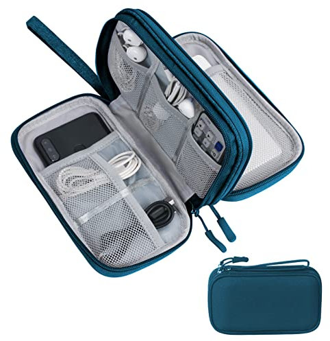 Skycase Kabeltasche,Kabel Organizer Tasche,Elektronikzubehör Organizer,Tragbare Kabelorganizer,Doppelte Kabel Tasche für Elektronische Accessoires USB Powerbank SD-Karte Ladekabel,Grün