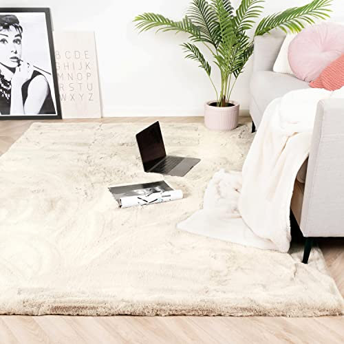 FRAAI | Home & Living Hochflor Teppich - Comfy Supreme Creme - Shaggy, Einfarbig - Modern, Skandinavisch - Wohnzimmer, Esszimmer, Schlafzimmer - Fellteppich - Carpet