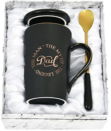 Joymaking Dad Birthday Gifts Coffee Mug Dad Gifts from Daughter Son, Father's Day Birthday Chirstmas Gifts for Dad Coffee Cup - The Man The Myth The Legend, Black 14oz