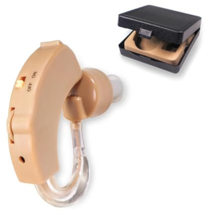 Mobiclinic®, Amplificatore acustico, Ear plus 2, 5 livelli di volume, Formato mini, Per entrambe le orecchie, Leggero e portatile, Funzionamento a batteria, Include tappi ricariche