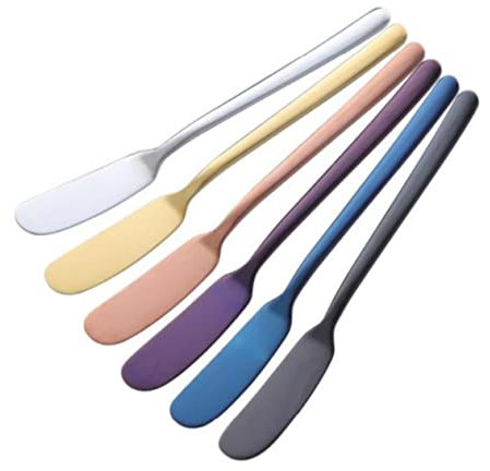 LIFKOME 2 Stück Edelstahl Buttermesser Butterschneider Multifunktional Für Käse Marmelade Und Sahne Küchenutensil Goldfarben