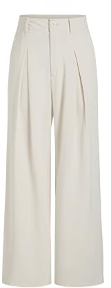 CIDER Wide Leg Pants Woman High Waist Trousers Casual Office Work Pleated Pants Ivory