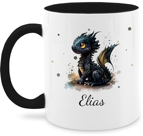 Tasse Tassen 325ml - Süßer Kleiner Drache mit Namen I Nachtdrache I Dragon I Drachen I Drachenzähmen - 325 ml - Schwarz - httyd merch drachenmotiv dragons name teetasse kinder personalisierte und