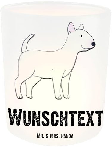 Mr. & Mrs. Panda Personalisiertes Windlicht Bullterrier Lebensretter - Personalisierte Geschenke, Windlicht Klein, Hunderasse, Windlicht Garten mit