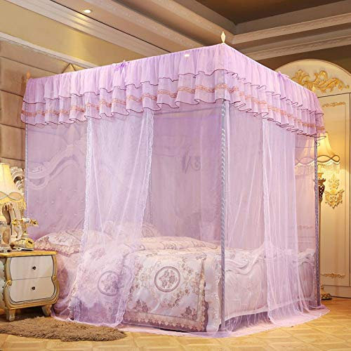 Princess Betthimmel-Vorhang mit 4 Ecken, Moskitonetz, Elegantes Moskitonetz-Betthimmel-Set für (M)