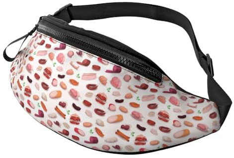 Sac banane à bandoulière pour homme et femme – Sac banane de voyage avec imprimé jambon et saucisse