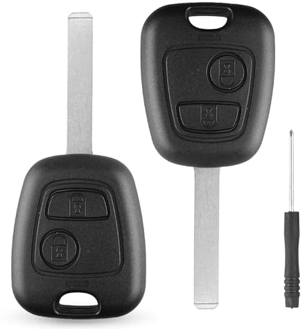 Alppihym 2-Pack med 2 bilnycklar, kompatibel med 107, 206, 207, 406, 407, 306, 307, 806 och kompatibel Citroën C1, C2, C3, C4, C5, C6, nyckelring, utan elektronik (med embryon)