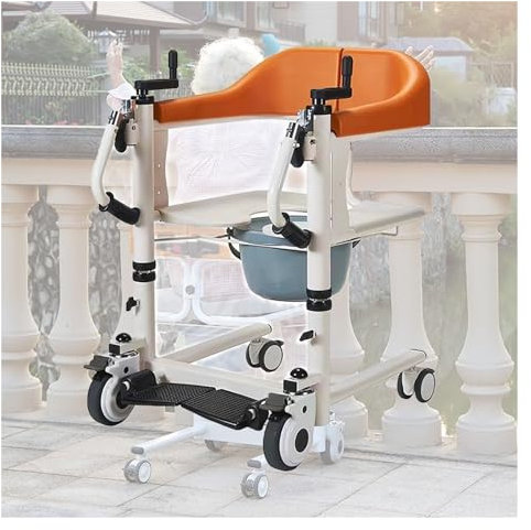 Patient Lift Transfer Chair, Portable Bath Lifts With 180° Split Seat For Disabled Elderly, Commode Toilet Shower Chair With Wheels, Nursing Homes Easy Care Lift Chair With Hoist Lifting