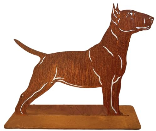 Terma Stahldesign Rost Hund Bullterrier lebensgroß Metall Gartenfigur Handmade Germany wetterfest Gartendeko Tierfigur Grabdeko Geschenk