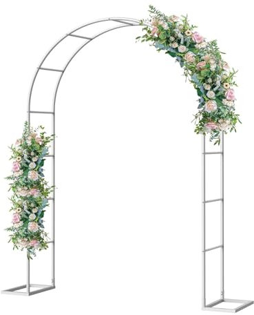 Rosenbogen Metall Stabil Garten Halbbogen，Hochzeit Bogen Garten Bogen Spalier Metall Garten Bogen Gartenlaube Torbogen Für Innen Draußen Garten Terrasse Spalier Kletterpflanze Garten(White,1.8x2.5x0.4