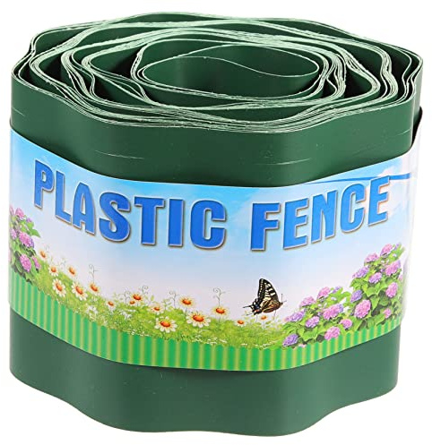 BCOATH Garten Kunststoffzaun Pflanzenbegrenzung Raseneinfassung Flexibler PVC Zaun Grün 9m Gartendekor Gartenbegrenzungszaun Pflanzenschutz