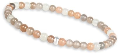 GD GOOD.designs Pulsera de piedra lunar para mujer con piedras naturales auténticas y perla de plata 925 - brazalete de piedras preciosas I Pulsera de cuentas con perlas de piedra natural de 4 mm