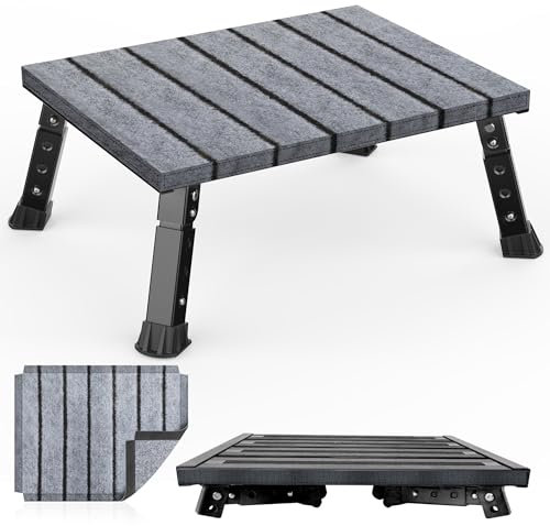 XARILK Folding Adjustable Step Stool for Caravan, Motorhome, SUV – Heavy Duty Metal Step Holds 350kg, Non-Slip & Foldable, 3 Height Levels (18–24cm), Portable for Camping, Elderly & Outdoor Use