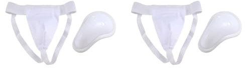 Rfeeuubft 2X Groin Protector Cup Men, Boxing Kickboxing Muay Groin Guard, Ventilated Adjustable, Karate Fighting Training M