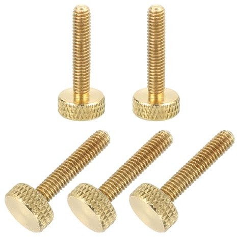 sourcing map Rändelschrauben aus Messing, M4 x 20 mm, flache Griffbolzen, Verbindungselemente, massives Messing, Diamant-Rändelschrauben, Knöpfe für Elektronik, Mechanik, 5 Stück