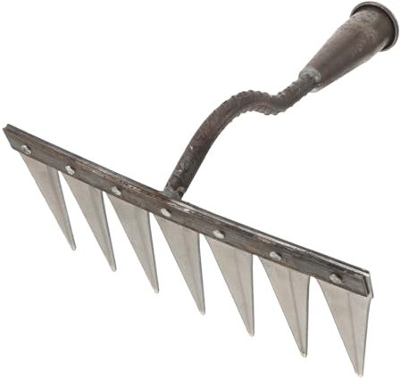 Toddmomy Râteau à Main De Jardin en Métal 7 Dents Épaissies pour Désherbage Et Ameublissement du Sol, Petit Râteau Paysager Portable, Outil Pratique pour Pelouses Et Gravier