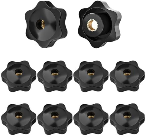 Lvjkes 10 Stück Sterngriffmutter M6, Flügelschraube Durchgehende Bohrung Kupferseele Äußerer Durchmesser 31 mm, Rändelmutter Geeignet für Industrieanlagen, Elektrotechnik, Transportgeräte