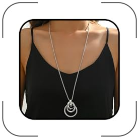 Navirix Long Gold Knot Pendant Necklace for Women Chunky Silver Geometric Knot Choker Necklace Adjustable Statement Geometry Necklaces Jewelry Accessories, L, Metal, No Gemstone