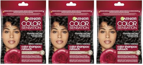 Garnier Color Sensation Champú Retouch Sin Amoníaco, Tono 3.0 Dark Brown (Paquete de 3)