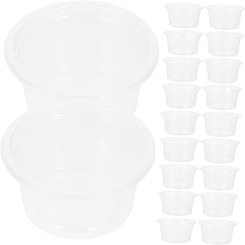 FIXOSHEE 20 Stück Transparente Reptiliennapf Multifunktionale Futterschalen für Wasser Futter Kompakte Wasserschalen für Terrarien und Reptilienpflege