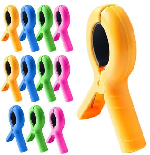 Prmape 12 Pièces Grosse Pince à Linge, Pince Serviette Plage, Pinces en Plastique pour Plage et Transat, Serviettes de Bain, Tapis ﻿