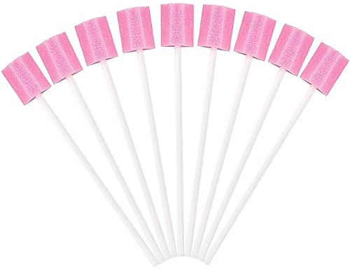 100Pz Bastoncini Per La Cura Orale,Pulizia Denti,Nettalingua Cleaner Scraper,Bastoncino Spugna Per Denti,Pulisci Lingua Per Anziani,Adulti,E Bambini (Rosa)