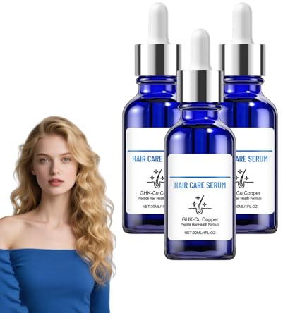 Peptidhårserum, lotion för avancerat follikelstöd, kopparpeptidhårbottenserum, ger näring åt hårbotten och stödjer ett hälsosamt hårutseende, Stödjer tjockare, fylligare hår, Icke-fet (3 flaskor)