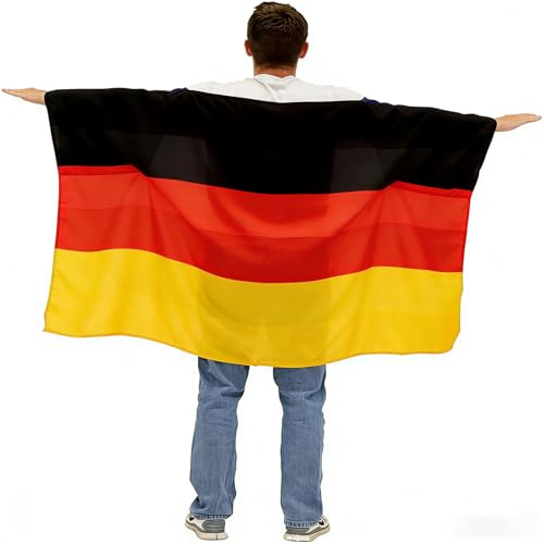 HOMAVEL Capa Bandera Alemana,90x152cm,Portátil,Con la Bandera Alemana,Ideal Para Disfraces y Como Capa Ligera para Aficionados en Estadios,Eventos Públicos y Fiestas Callejeras.