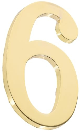 Vaguelly Magnetic Metal House Number 6 Gold Solid Door Number Plaque with Strong Magnet for Outdoor Mailbox and Home Address Sign