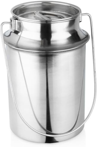 Vilde Milchkanne 3,2 l Edelstahl mit Deckel, lebensmittelechter | Milchbehälter Tragegriff, silberne Kanne für Milch Wasser Saft Beeren, spülmaschinengeeignet, 18 x 17 x 23 cm