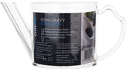 Chef Aid Gravy Separator, 400ml Acrylic Plastic Jug with Measurment Markings for ease of use, Perfect for removing fat and lumps from Juices, BPA Free and Dishwasher Safe