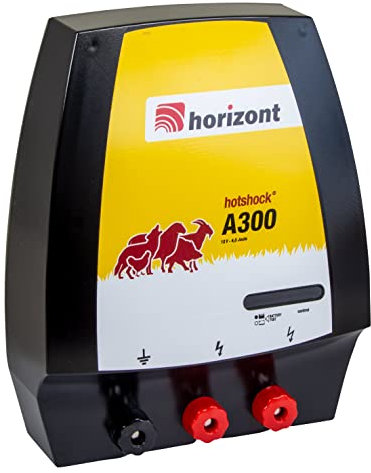 horizont Weidezaungerät 12V - hotshock A300 - für die Abwehr robuster Tiere, zur Haltung von langhaarigen und gefiederten Tieren, Elektro Weidezaun, Weidezaun elektrisch, Weidegeraet