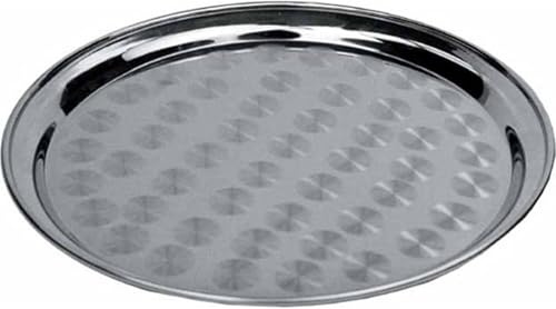 Winco 14 Service Tray, Round, S/S, Swirl Pattern