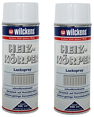 2x Wilckens Spraydose Heizkörper Lackspray weiß glänzend 400ml Alkydharzlack 100ml/1,50€