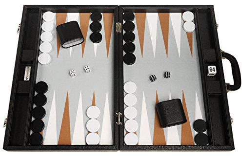 Juego de Backgammon Premium de 48 x 64 cm - Black Board con Puntos Blancos y Ron