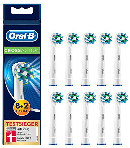 Braun Oral-B 4210201197713 CrossAction Aufsteckbürsten für elektrische Zahnbürsten, Briefkastenfähige Verpackung, 10 Stück