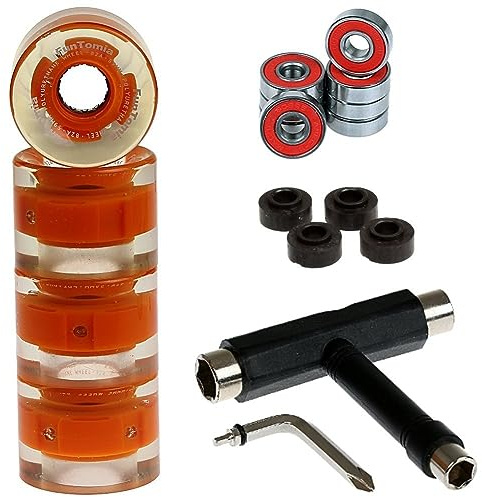 FunTomia 4X Miniboard/Skateboard Rollen 59x45mm inkl. T-Tool und ABEC-9 Kugellager Härtegrad 82A mit T-Tool Schraubenschlüssel erhältlich