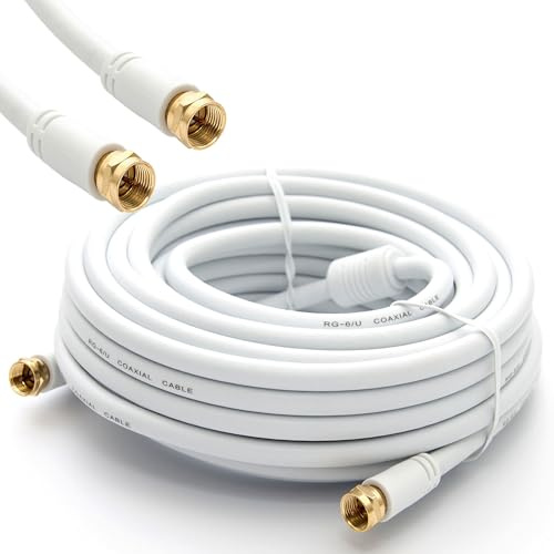 Premium X 12,5m Basic-Line TV Koaxialkabel mit Vollmetallstecker - doppelt geschirmt >110dB Digitales SAT Anschlusskabel - Antennenkabel Weiß |HDTV UHD 4K 8K|