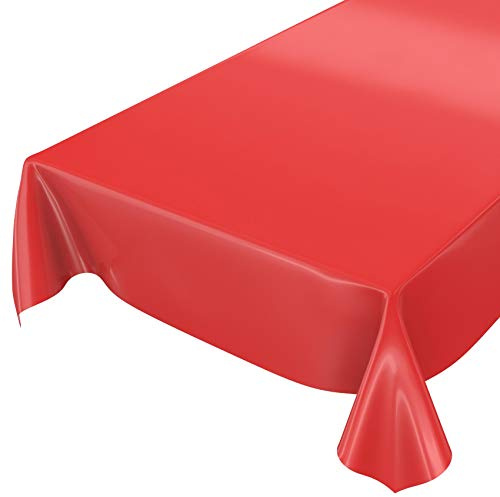 Wachstuchtischdecke Wachstuch abwaschbare Tischdecke Uni Glanz Einfarbig Rot Schnittkante 140 x 140cm