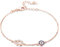 Rose Gold Evil Eye Hamsa Hand of Fatima Bracelet Sterling Silver 925 CZ Chain 6.5inch+1.5inch