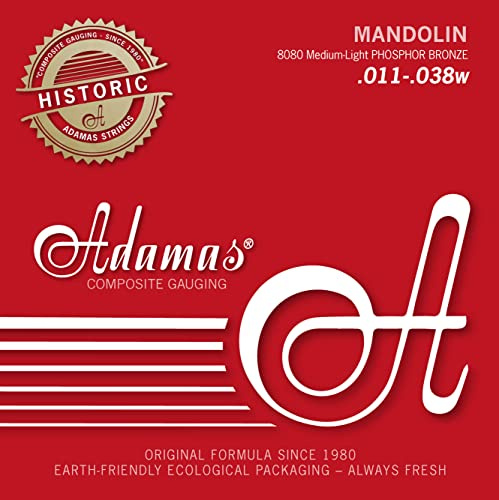 Adamas Cordes Mandoline, Réédition Historique Phosphor Bronze, solid brass ball end. Med.-Light .011 8080