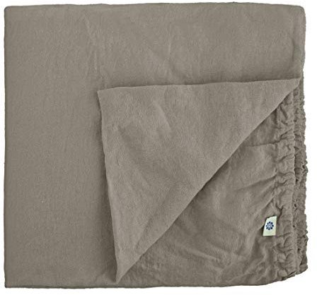 Linen & Cotton Weicher Griff Spannbettlaken Spannbetttuch Bettlaken mit Gummizug Alicia - 100% Leinen Gewaschen, Taupe (180 x 200 cm) Laken Leintuch Betttuch Bettwäsche Bett Doppelbett Boxspringbett