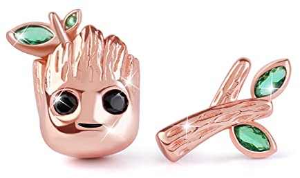 GNOCE Boucles d'oreilles Bébé Groot en Argent Sterling S925 Oreilles Plaqué Or Rose 18k Cadeaux Bijoux pour Femmes